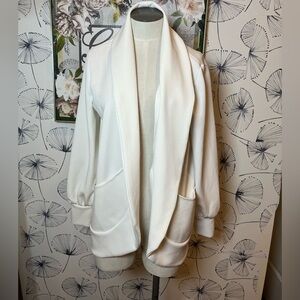 HAVEN Well Within S organic cotton Elegant White Open Front Cardigan